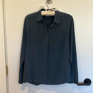 Blue Everlane silk button down. Women’s small